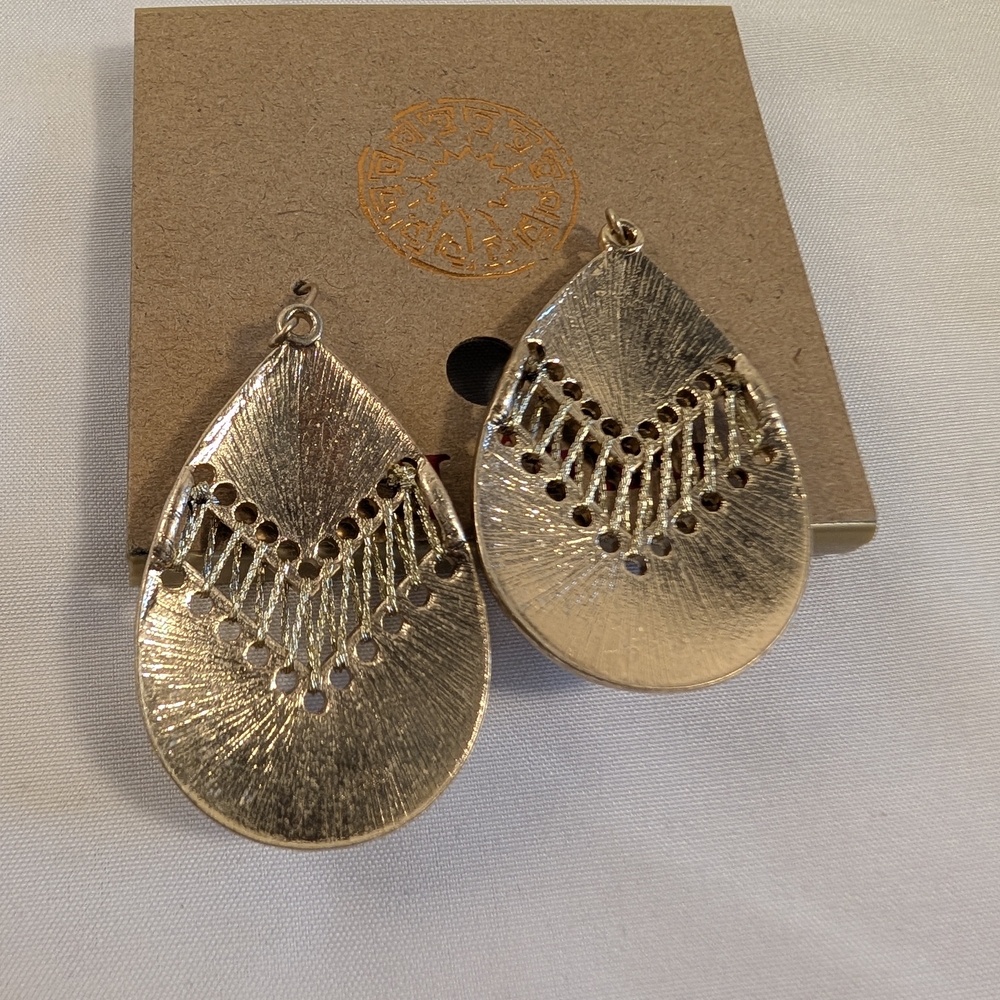 Ruby Rd. Gold Textured Teardrop Earrings - Picture 3 of 3